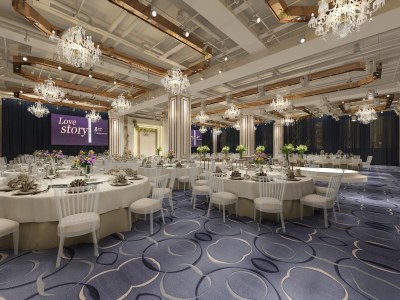 简欧婚礼酒店宴会厅3D模型下载